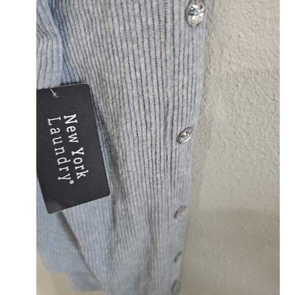 New York Laundry Sweater Sz XL Ribbed Button Sleeve High Low Loose Fit New - Picture 4 of 10